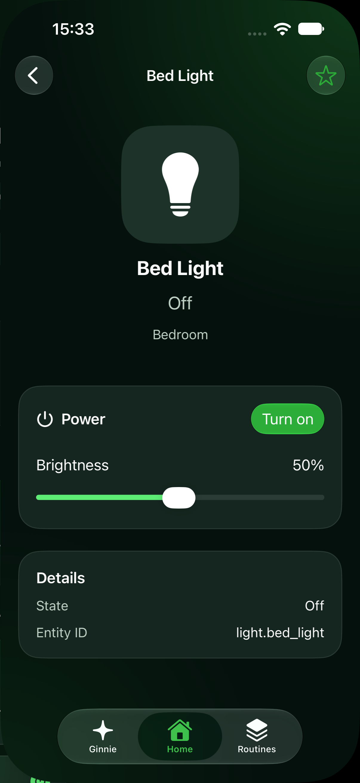 Ginnie App Device Control Details
